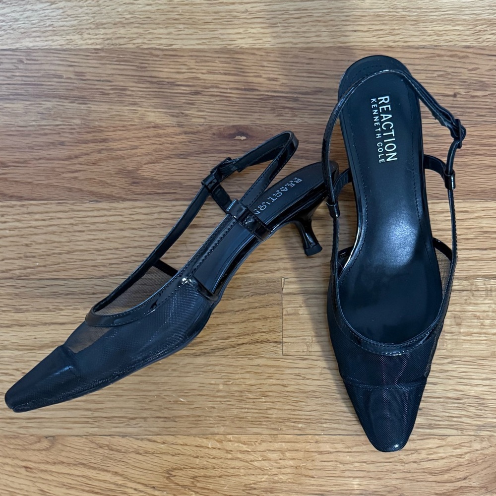 Kenneth Cole Kitten Heels Mesh Slingback Pumps